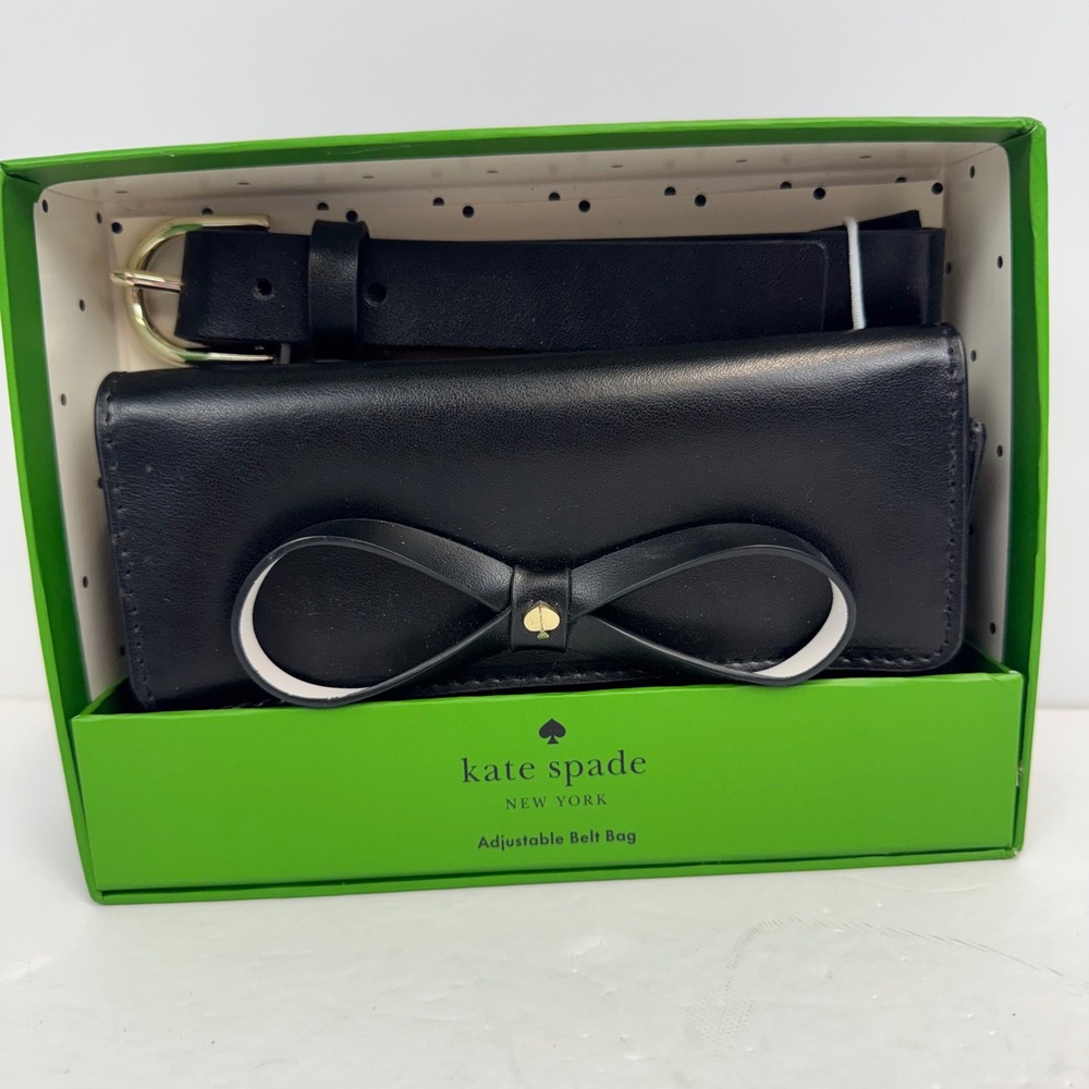 Kate Spade New York Black Leather Bow Adjustable Belt Bag KS2100279CB S/M